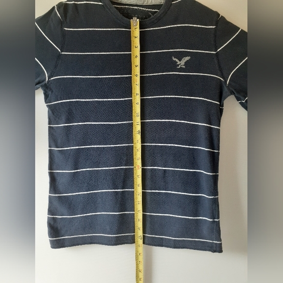 American Eagle Outfitters men's navy blue stripe long sleeve top size M - Picture 6 of 8